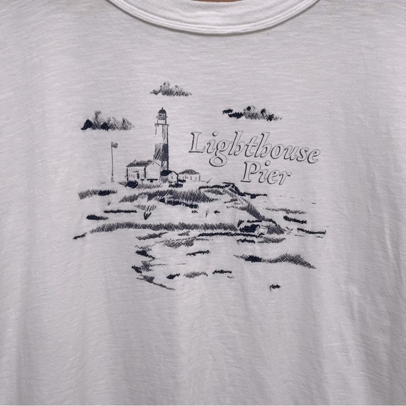 AERIE Lighthouse Pier Oversized Cotton Boyfriend T Shirt Embroidered Graphic XS - Picture 4 of 9
